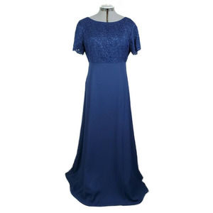 Lanz of Salzburg A-Line Lace Chiffon Blue Gown 10